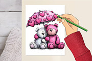 Valentine’s  Teddy Bear Coquette Cli, an Illustration by DreamCafeArt (Thumbnail 6 of 6)