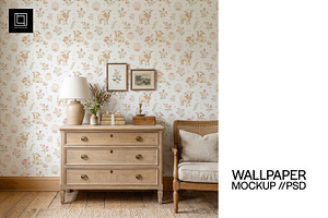 Farmhouse Wallpaper Mockup PSD