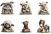 Hay Bale Animals Watercolor Clipart, a Seasonal Illustration by CreationArt (Thumbnail 4 of 5)