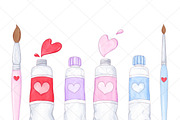 Valentines Day Art Supplies Clipart, a Decorative Illustration by MiracleArtAndDesign (Thumbnail 3 of 4)