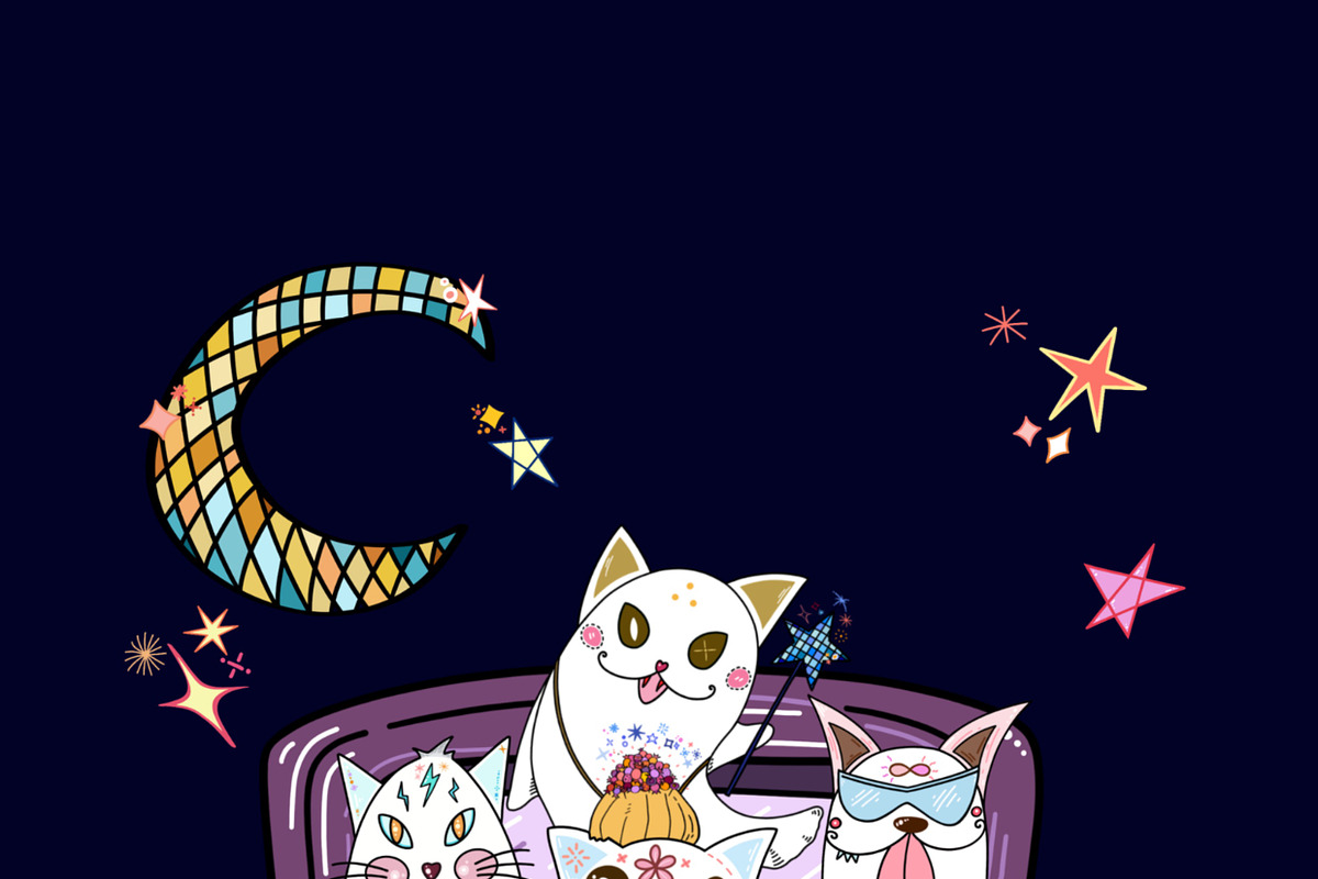 Retro Groovy Cat Ghost, Halloween, a Seasonal Illustration by Sense Library (Photo 8 of 9)
