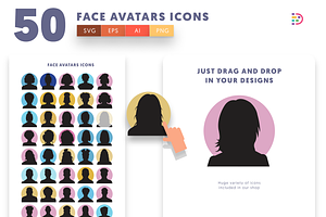 50 Face Avatars Icons