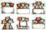 Whimsical Christmas Cats Clipart, an Illustration by Creative Art (Thumbnail 7 of 11)