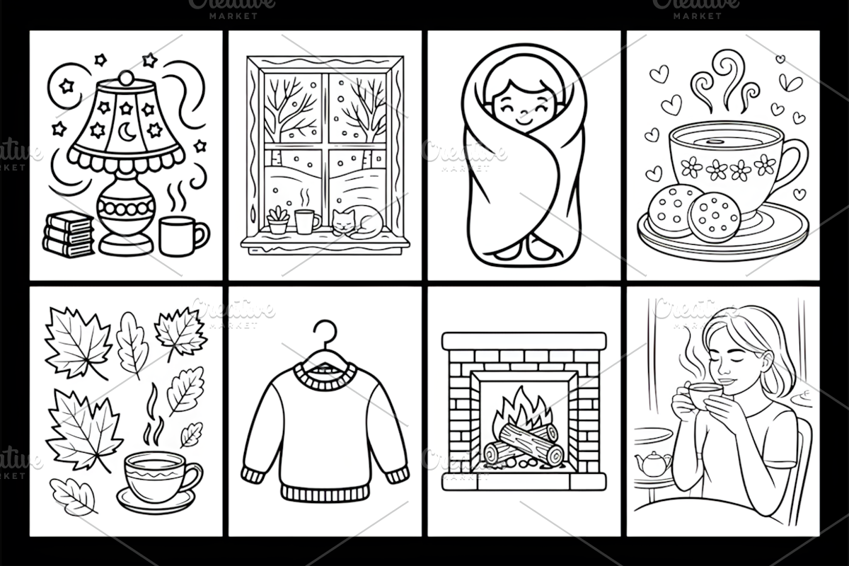 Cozy Hygge Moments Coloring Book, a Decorative Illustration by Design Station (Photo 2 of 3)