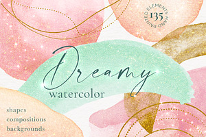 Abstract Christmas Watercolor Shapes