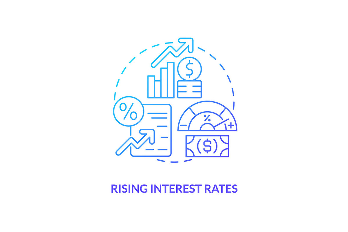 Rising interest rates blue gradient, an Icon by IMG Visuals
