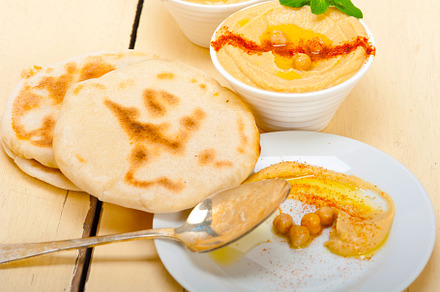 Hummus with pita bread, a Food & Drink Photo by keko64