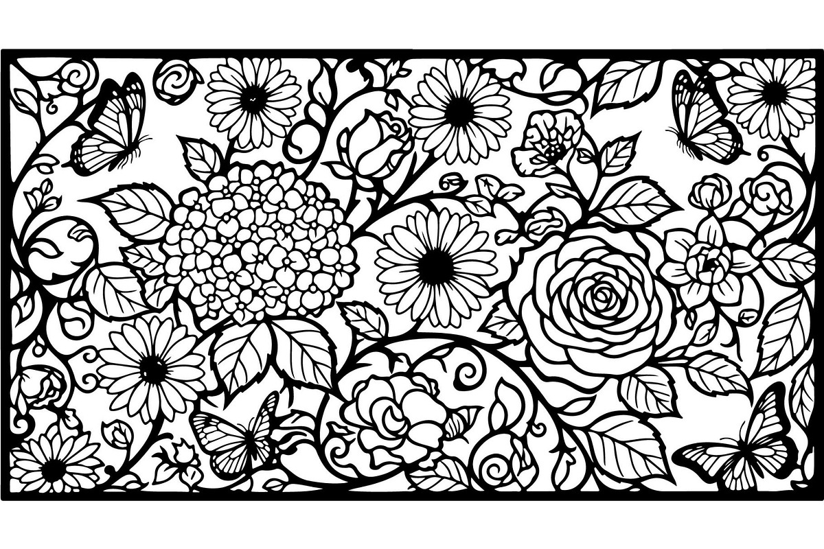Decorative Floral Panel Vector Set, a Decorative Illustration by Designer_Momina (Photo 13 of 20)
