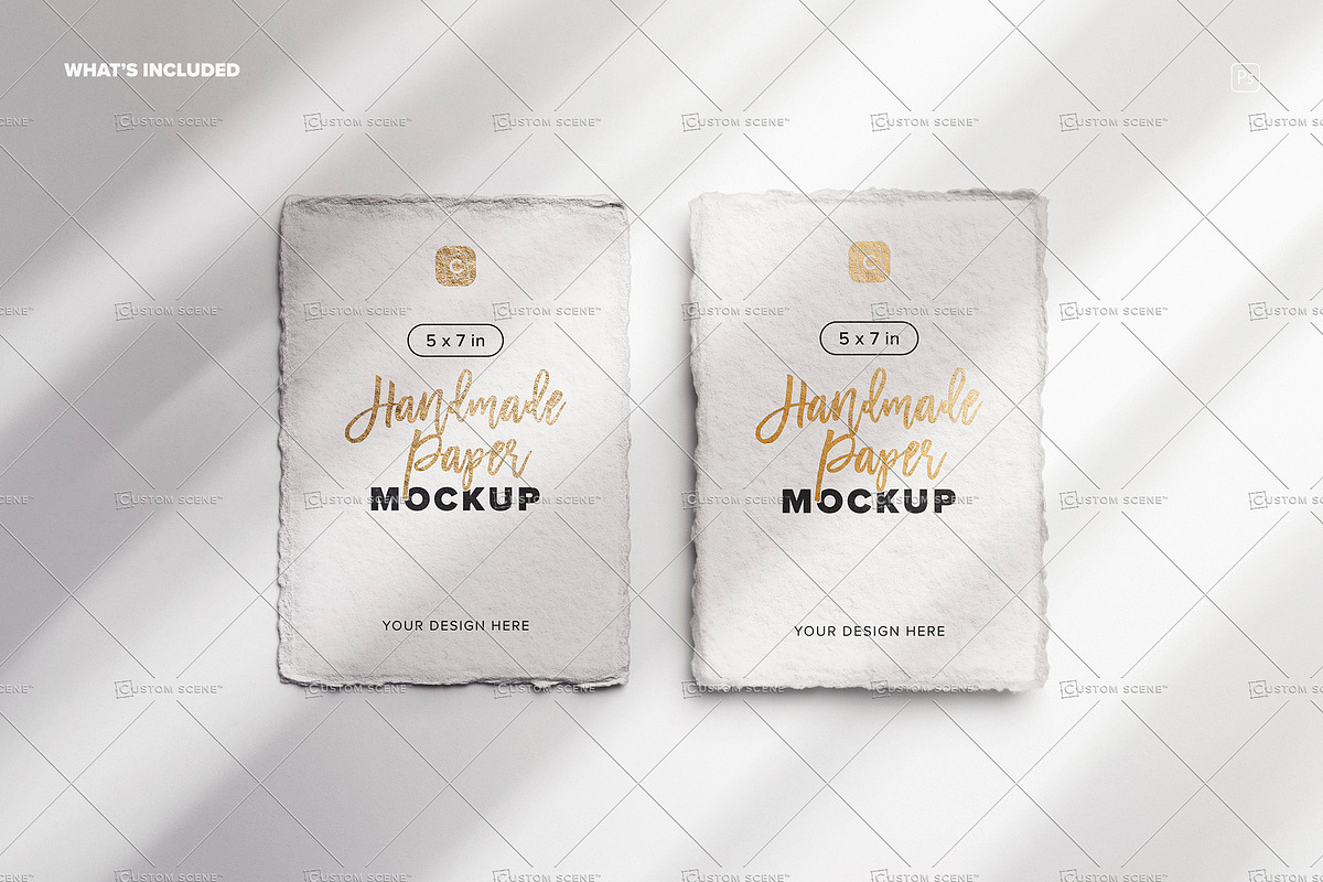 Handmade Paper Deckle Edge Card Set, a Mockup by Custom Scene (Photo 9 of 9)