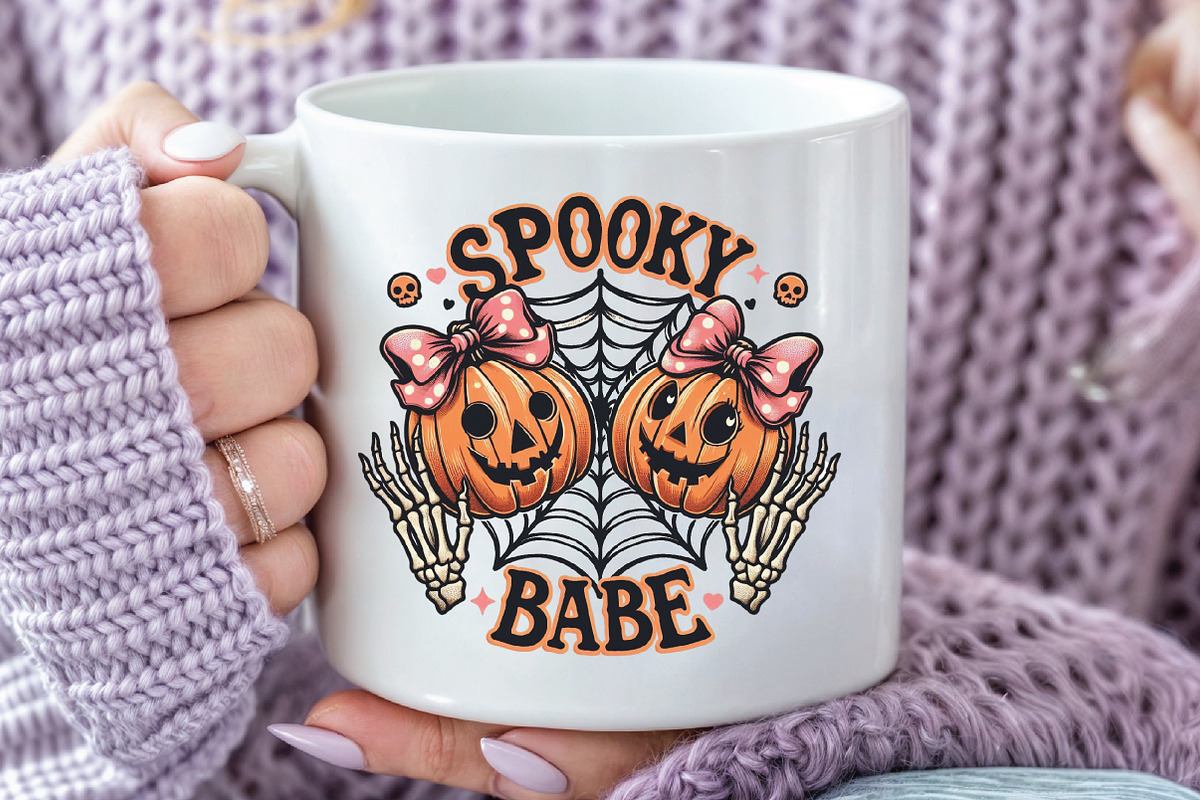 Spooky Babe Skeleton Halloween PNG, an Illustration by CraftArtStudio (Photo 3 of 4)