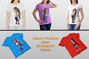 Cute Ponytail Girls Clipart, an Object Graphic by DreamerStarCo (Thumbnail 7 of 7)