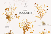 GOLDEN PLANTS leaves and flowers, a Decorative Illustration by Yuliia Lashevska (Thumbnail 6 of 12)
