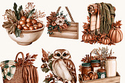 Watercolor Autumn Clipart Bundle, an Object Illustration by BusyDaydesign (Thumbnail 6 of 9)