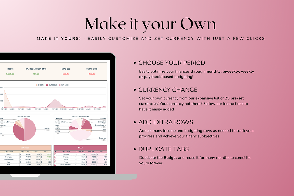 Simple Paycheck Budget - Red, a Templates & Theme by The Creative Plans co (Photo 6 of 10)