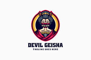 Devil Geisha Mascot Cartoon Logo, a Branding & Logo Template by Artnivora.Std