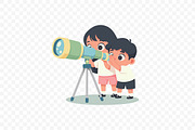 Children Looking Through Telescope, a Person Illustration by Partikusi Design (Thumbnail 3 of 3)