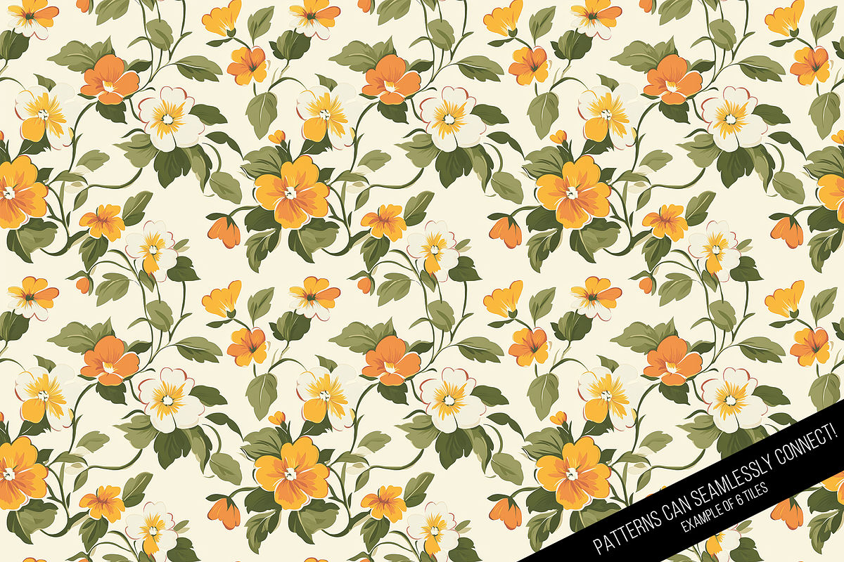 Seamless Retro Flowered Wallpaper, a Pattern Graphic by Chromolume Studio (Photo 4 of 15)