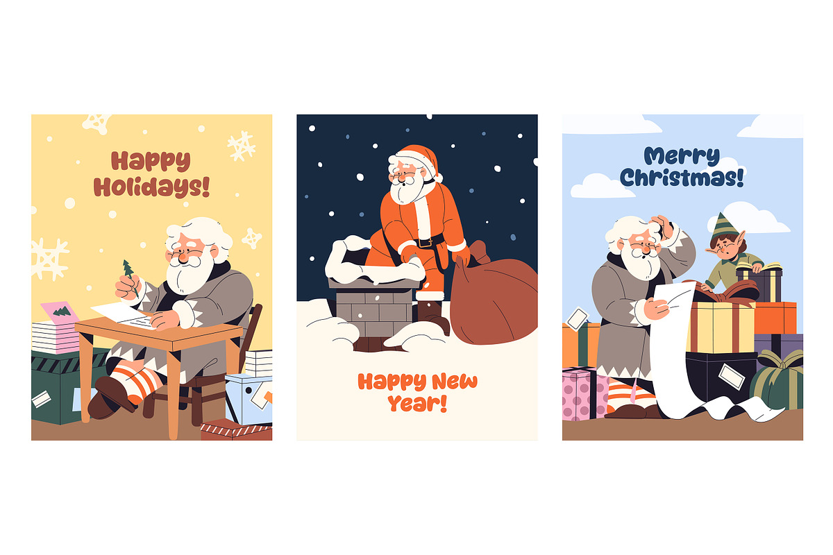 Santa Claus set + Christmas cards, a Seasonal Illustration by PaperTrident (Photo 12 of 12)