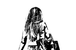 Young woman walking at urban street, aveiro, portugal, a Person Illustration by DanFLCreativo