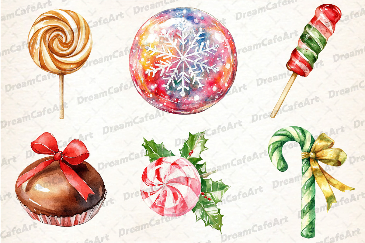 Christmas Candy Sublimation Clipart, an Illustration by DreamCafeArt (Photo 3 of 7)