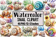 Watercolor Snail Clipart, an Illustration by Design Market (Thumbnail 1 of 4)