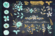 Mint & Gold -  flower clipart, an Illustration by DigitalCloud (Thumbnail 5 of 6)