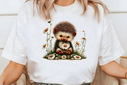 Whimsical Summer Hedgehog with daisy, an Illustration by Designworld (Thumbnail 4 of 10)