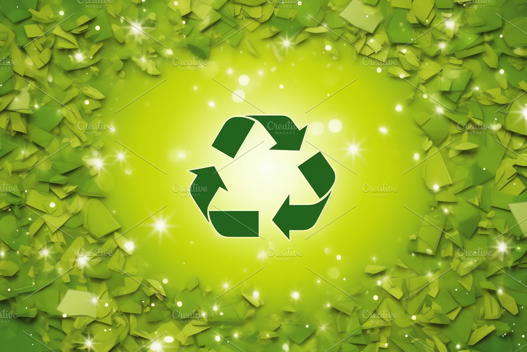 Green background with recycle sign, a Photo by Beautiful things