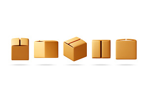 3D Set of cardboard box icons in