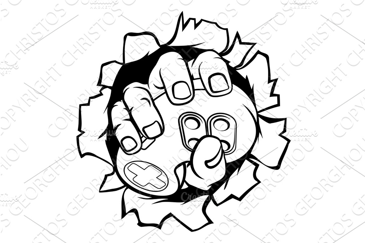 Gamer Hand and Video Game Controller, a Technology Illustration by Christos Georghiou