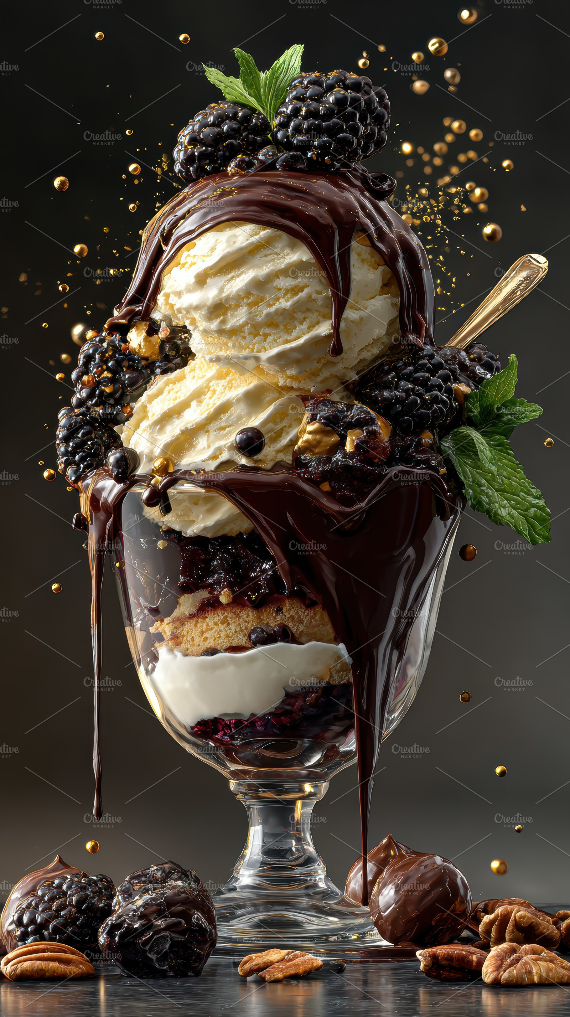 Delicious Blackberry Ice Cream Sunda, a Photo by Pixeness Studio