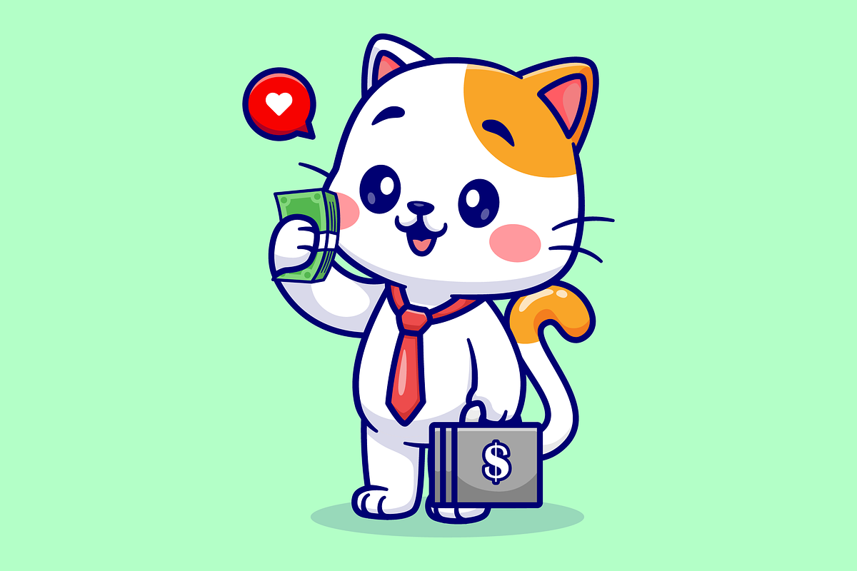 Cute Cat Business Holding Money, an Illustration by Catalyst Labs