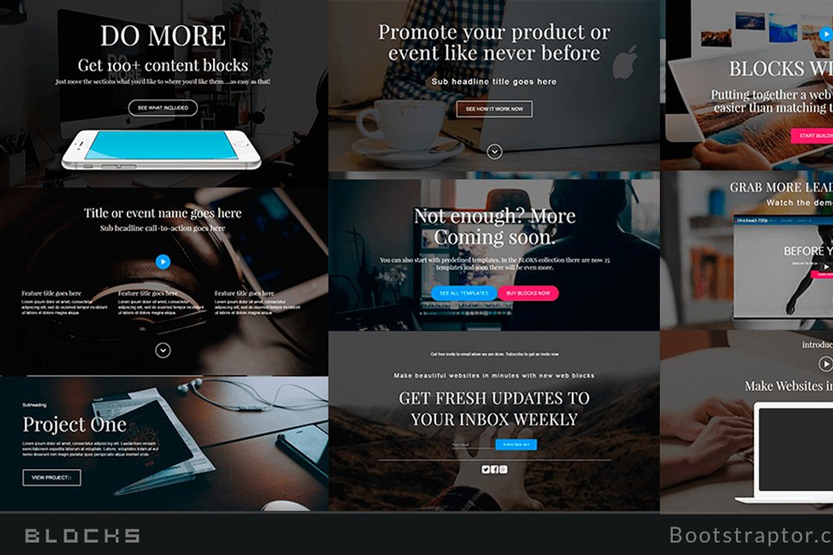 Bootstrap 3 EVO BLOCKS framework, a Websites & App Template by Bootstraptor (Photo 3 of 3)