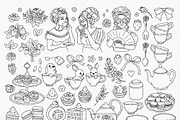 Rococo Strawberry Tea Time Line Art, a Food Illustration by TitaLivingArt (Thumbnail 2 of 7)