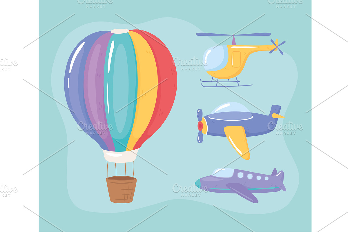 air transport set, a Transportation Illustration by studiogstock