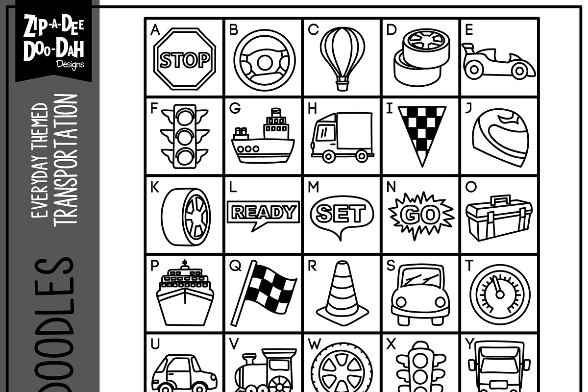 Transportation Doodle Font preview 2