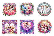 Stained Glass Valentine Fairy Dogs, an Illustration by SinaCreation (Thumbnail 3 of 11)