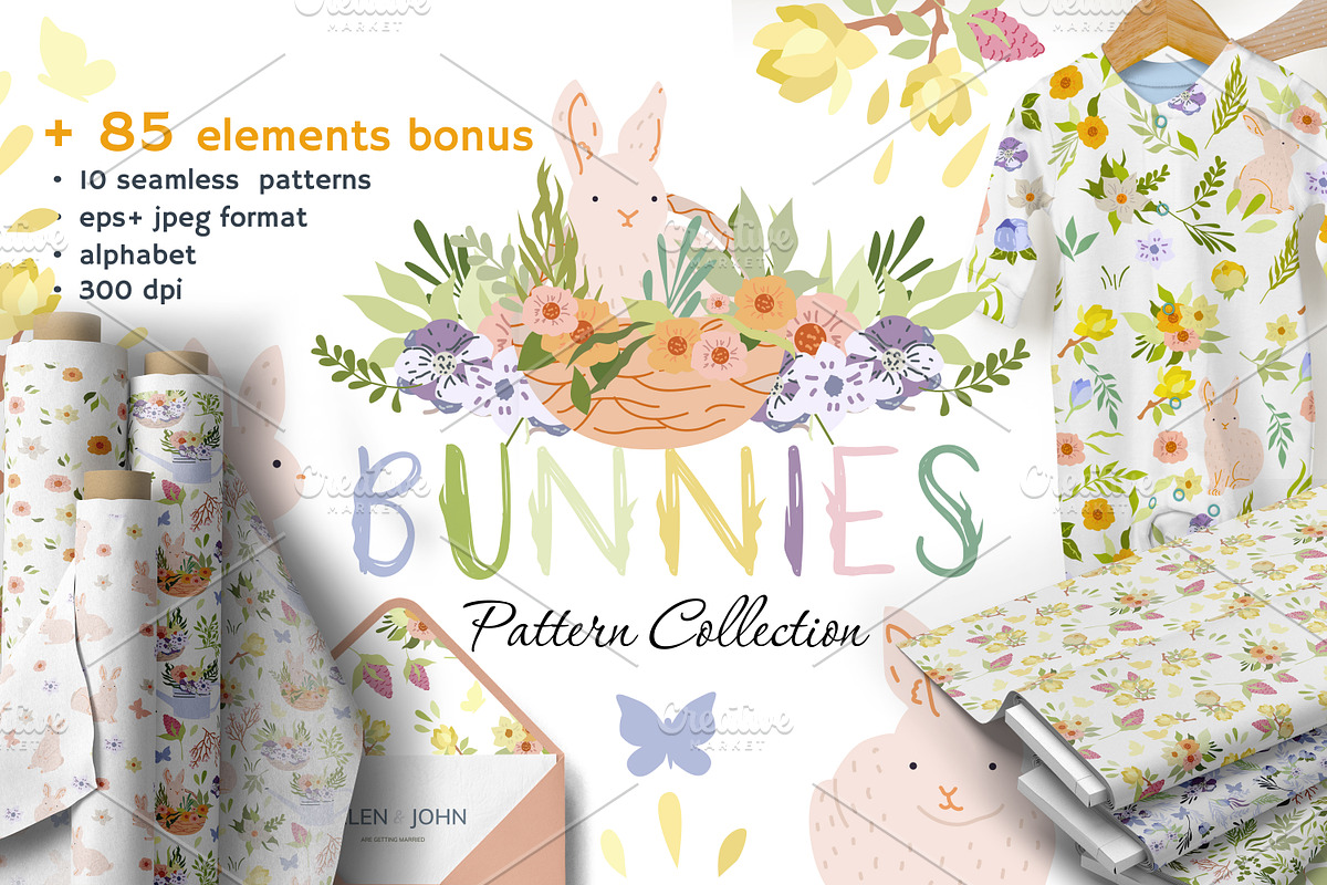Bunnies + BONUS 85 elements, a Pattern Graphic by Lineli (Photo 1 of 7)