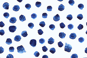 Blue Watercolor Dots Pattern