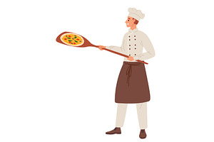 Young cook in uniform holds, a Food Illustration by Vectorbuum