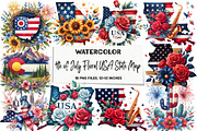 4th of July Floral USA State Map Cli, an Illustration by DreamArtGraphic (Thumbnail 1 of 5)
