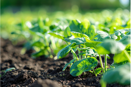 Young plants growing in sunlit soil, a Nature Photo by Ylivdesign