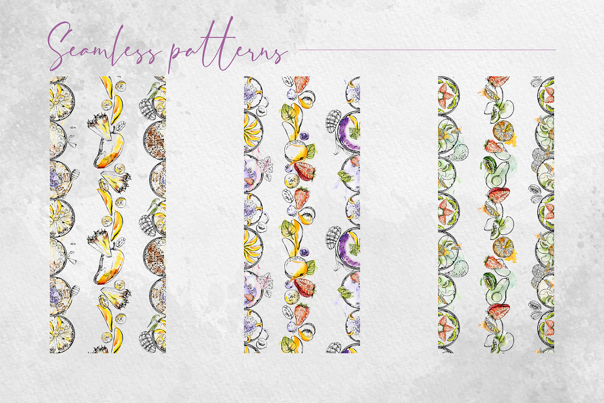 Smoothie bowls. Watercolor & ink art, a Food Illustration by MsFlaffy (Photo 18 of 19)