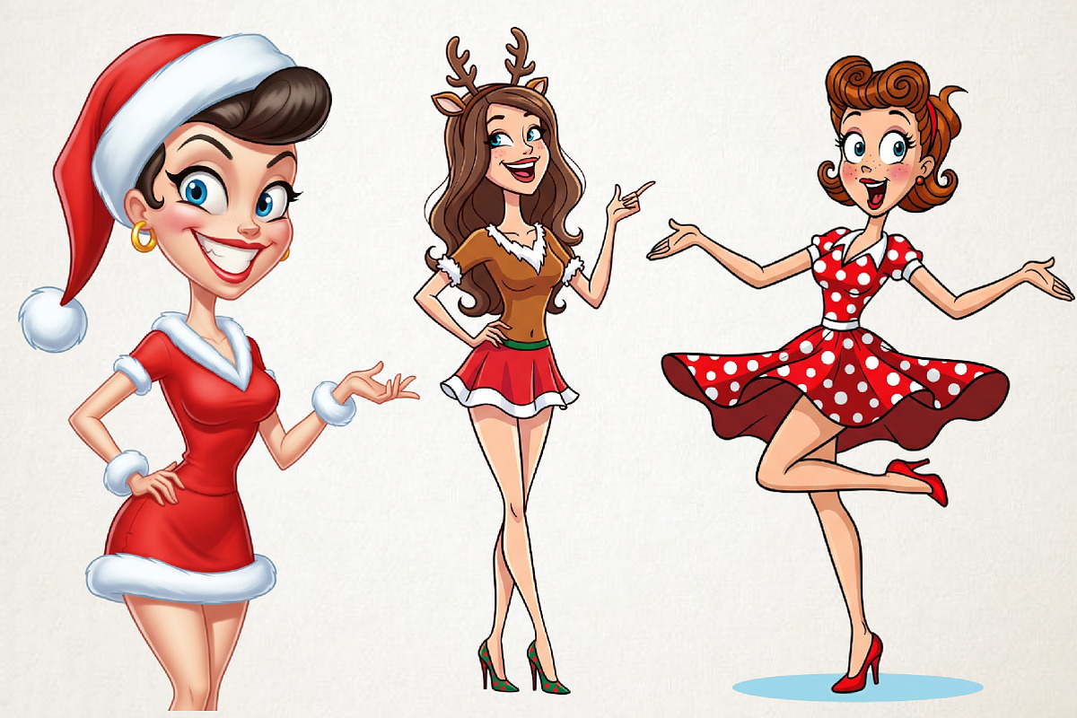 Christmas Funny Skinny Girl Clipart, an Illustration by RobertsArt (Photo 3 of 5)