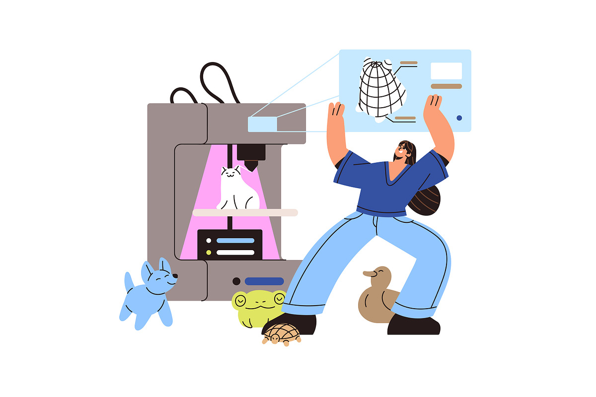 Printing with 3D printer technology, a Technology Illustration by PaperTrident (Photo 5 of 5)