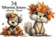 Whimsical Autumn Animals Clipart, a Seasonal Illustration by Canvas Craft (Thumbnail 1 of 10)