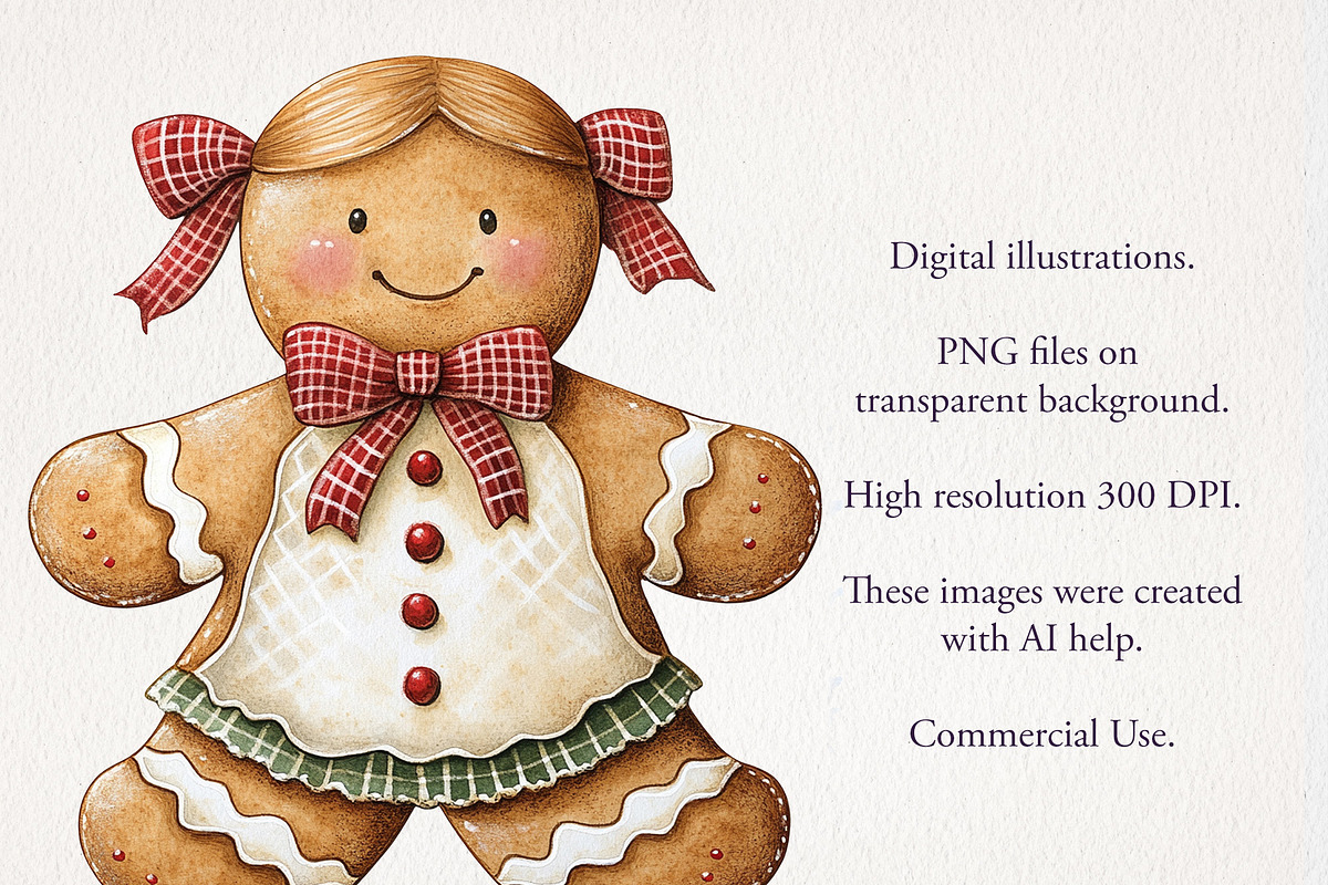Gingerbread Man Clipart 65 PNG, a Seasonal Illustration by EleSArtDesign (Photo 4 of 4)