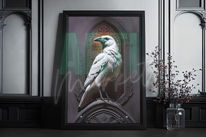 White Raven Gothic Digital Print