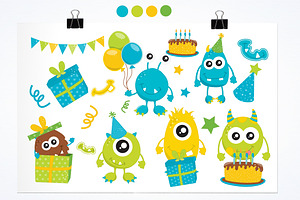 Monster Birthday Boys Illustrations