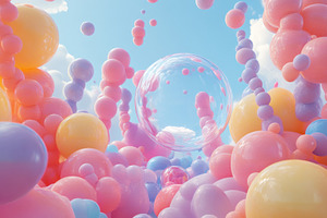 Colorful abstract bubbles floating i, a Photo by Iftikhar Alam